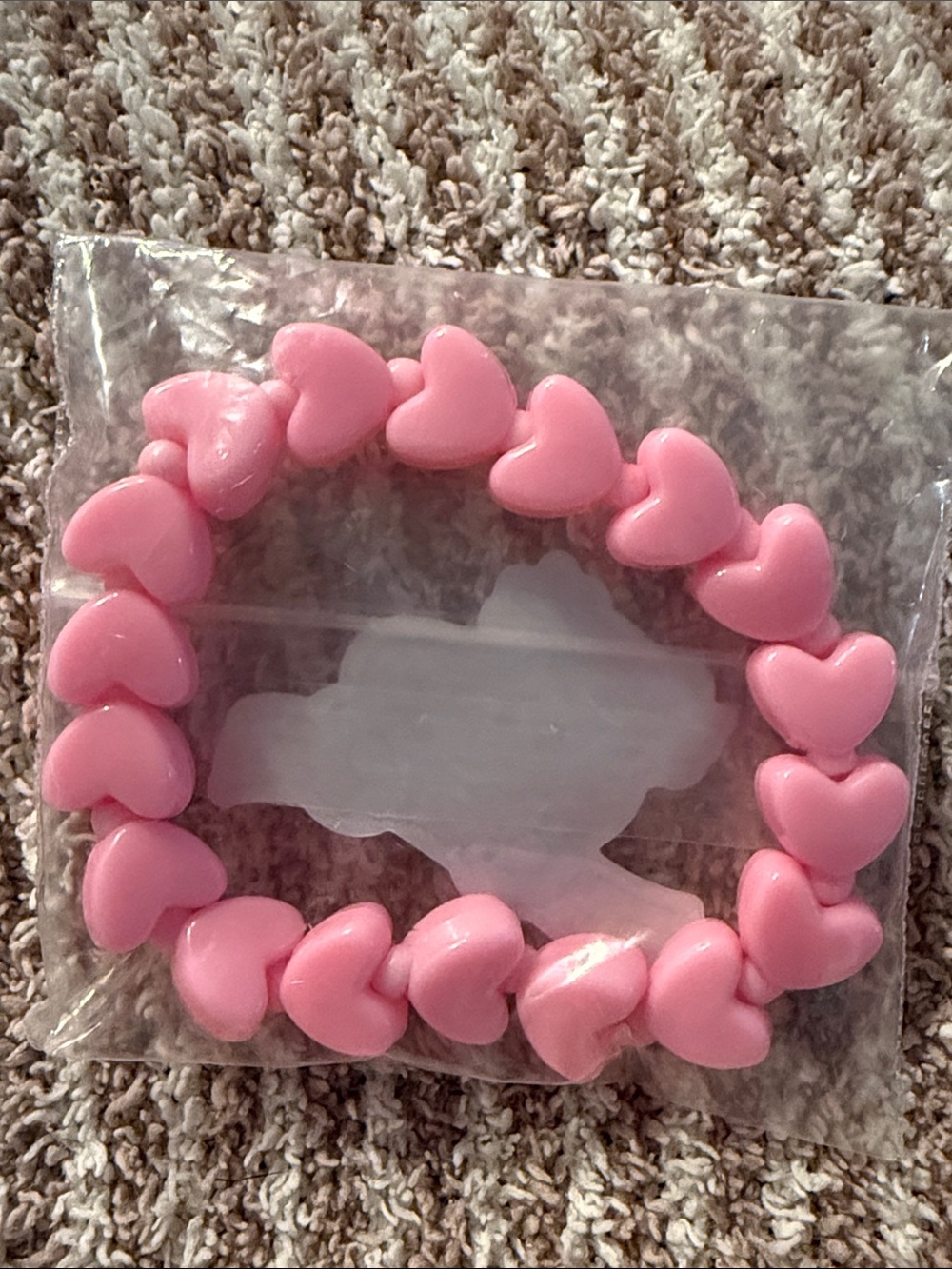 Pink Heart Bead Stretch Bracelet